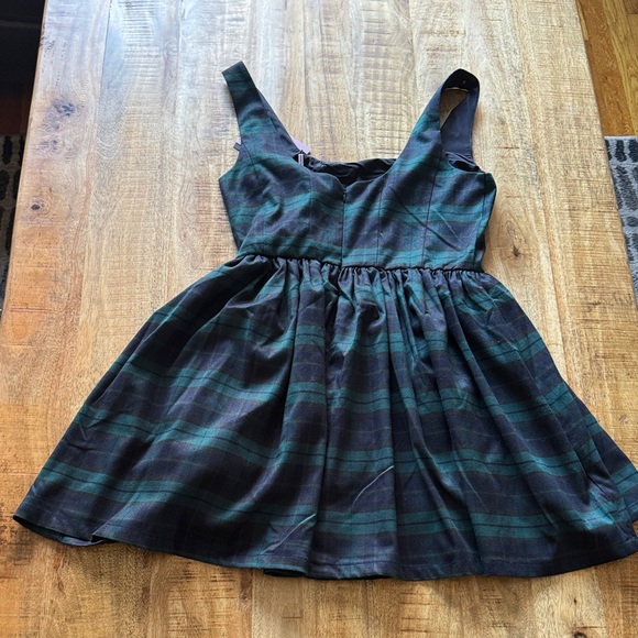 AVEC LES FILLES Green and Black Plaid tartan tank mini A line flare Dress NWT - Picture 9 of 9